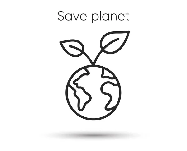 Salve Ícone Linha Planeta Sinal Mundo Saudável Símbolo Eco Terra — Vetor de Stock
