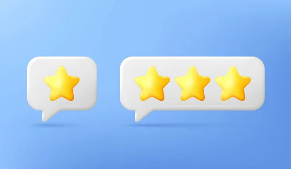 Feedback Speech Bubble Blue Background Social Network Star Rating Icon — Stock Vector