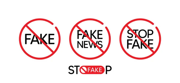 Fake News Stamp Icons Stop Fake News Propaganda Social Media — Stock Vector