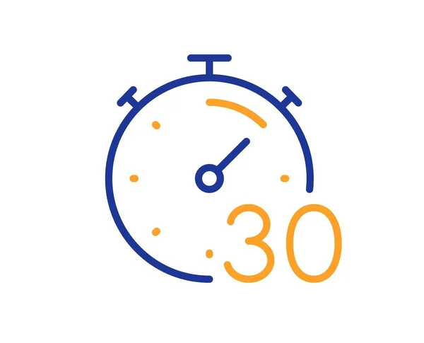 Timer Minuten Zeilensymbol Stoppuhr Zeitzeichen Countdown Uhr Bunte Dünne Linien — Stockvektor
