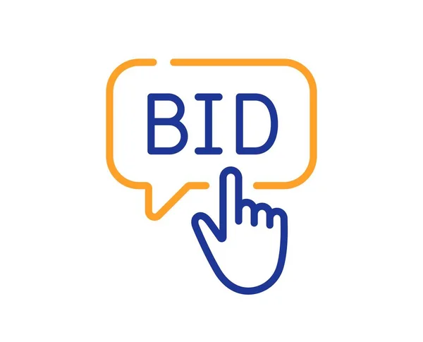 Bid Offer Line Icon Auction Sign Raise Price Symbol Colorful — Stock Vector