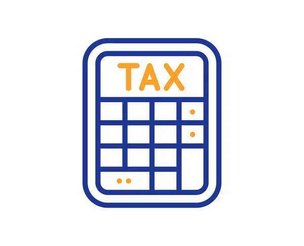 Calculadora Impuestos Icono Línea Calcule Señal Tasa Impuestos Símbolo Contable — Vector de stock