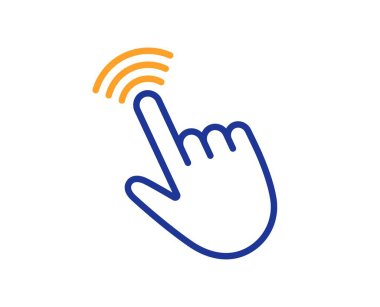 El imleç çizgisi simgesi. Eylem işaretine tıklayın. Parmak göstergesi sembolü. Renkli ince çizgi ana hatları. Doğrusal biçim imleç simgesi. Düzenlenebilir felç. Vektör