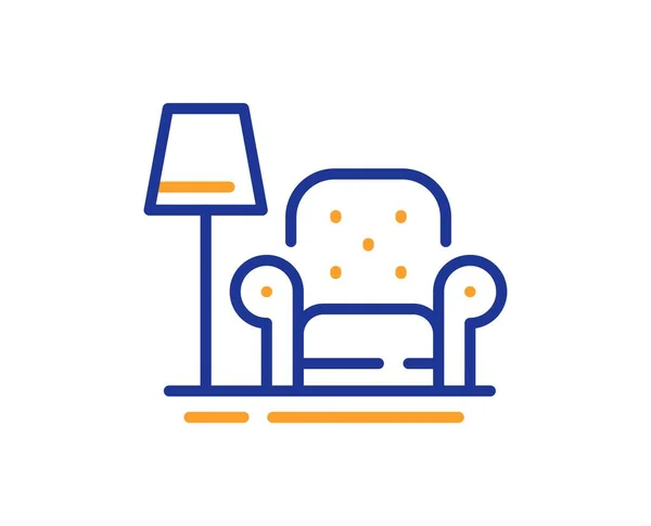 Ikona Linii Fotela Znak Mebli Domowych Krzesło Domowe Symbolem Lampy — Wektor stockowy