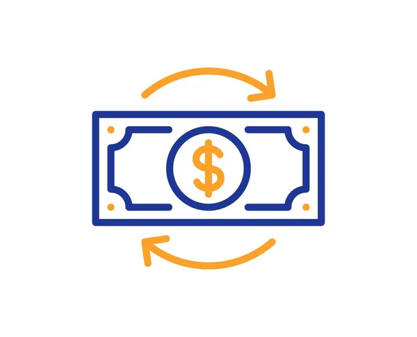 Money Change Line Icon Currency Exchange Sign Financial Reinvestment Symbol — Stock Vector