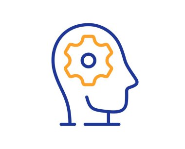 Beyin çalışan çizgi simgesi. Psikoloji terapi işareti. Akıl sağlığı sembolü. Renkli ince çizgi ana hatları. Doğrusal tarzda çalışan beyin simgesi. Düzenlenebilir felç. Vektör