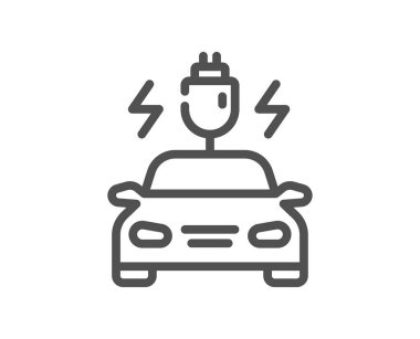 Araba şarj çizgisi ikonu. Araç şarj dolgu levhası. Elektrik güç sembolü. Kalite tasarım elemanı. Doğrusal araba şarj simgesi. Düzenlenebilir felç. Vektör