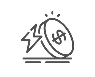 Enerji fiyat çizgisi simgesi. Elektrik güç işareti. Yükselen maliyet sembolü. Kalite tasarım elemanı. Doğrusal enerji fiyat simgesi. Düzenlenebilir felç. Vektör