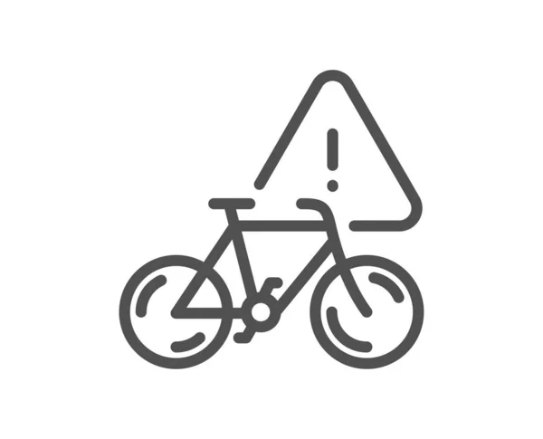 Bike Attention Line Icon City Bicycle Transport Sign Velocipede Warning — Stock Vector