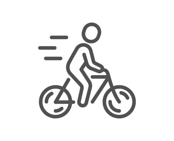 サイクリストラインのアイコン 自転車の標識に乗ってください 屋外と都市交通のシンボル 品質設計要素 線形スタイルのサイクリストアイコン 編集可能なストローク ベクトル — ストックベクタ