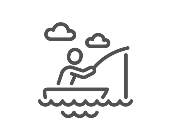 Boat Fishing Line Icon Fisherman Rod Sign Catching Fish Symbol — Stock Vector
