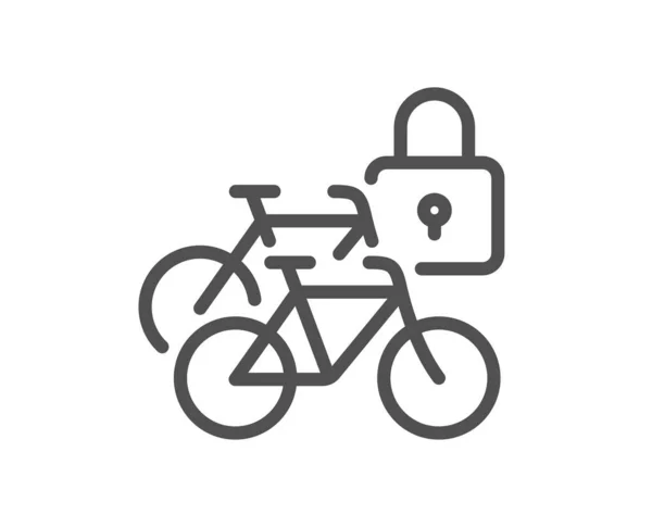 Bicycle Lockers Line Icon Lock Bike Transport Sign Outdoor Parking — Stock Vector