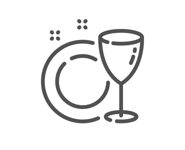 Icône Ligne Plat Plat Vaisselle Enseigne Verre Vin Symbole Des — Image vectorielle