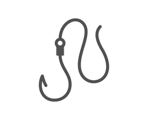フックラインのアイコン 漁協の標識 魚の釣り針のシンボルをキャッチします 品質設計要素 線形スタイルフックアイコン 編集可能なストローク ベクトル — ストックベクタ