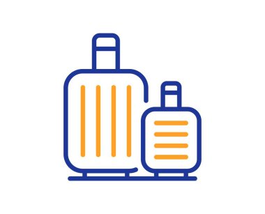 Bagaj hattı simgesi. Seyahat valizi tabelası. Seyahat çantası talep sembolü. Renkli ince çizgi ana hatları. Doğrusal bagaj ikonu. Düzenlenebilir felç. Vektör