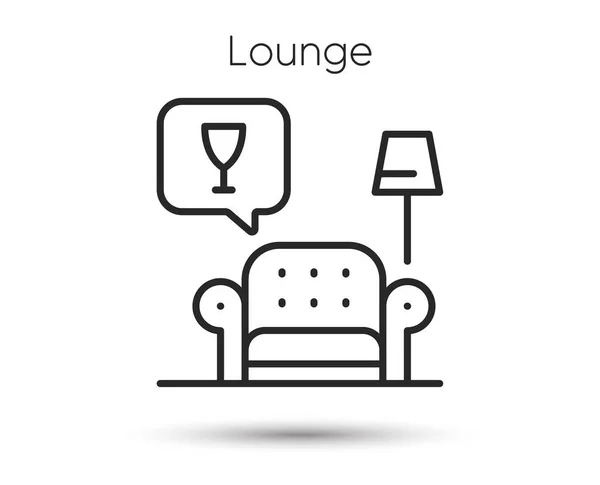 Lounge Line Icon Luxury Relax Place Sign Wine Glass Symbol — Stock Vector