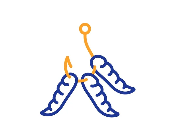 Значок Линии Личинок Рыболовный Крючок Знаком Червей Символ Приманки Крючок — стоковый вектор