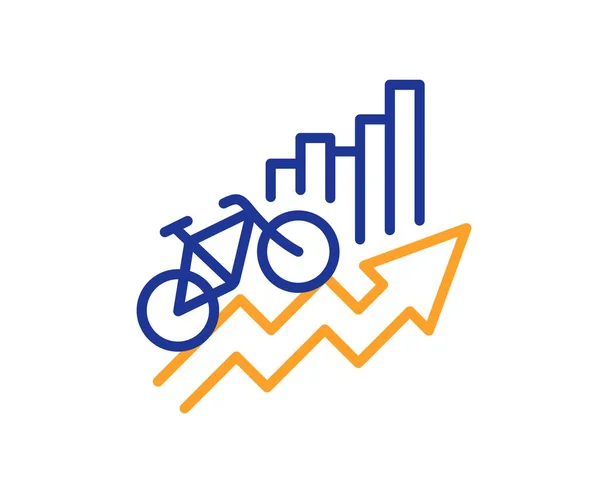 Ícone Linha Resultados Treinamento Sinal Carta Viagem Bicicleta Símbolo Estatística — Vetor de Stock