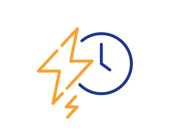 充电时间线图标 充电蓄电池标志 电力符号 五彩斑斓的线条轮廓概念 线型充电时间图标 可编辑的中风 — 图库矢量图片