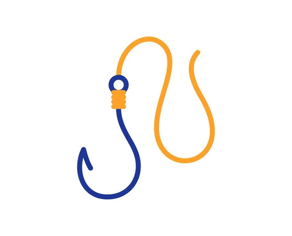 フックラインのアイコン 漁協の標識 魚の釣り針のシンボルをキャッチします カラフルな細い線の概念 線形スタイルフックアイコン 編集可能なストローク ベクトル — ストックベクタ