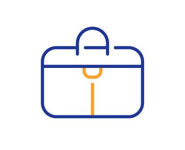 El çantası çizgisi simgesi. El bagajı tabelası. Seyahat çantası sembolü. Renkli ince çizgi ana hatları. Doğrusal el çantası simgesi. Düzenlenebilir felç. Vektör