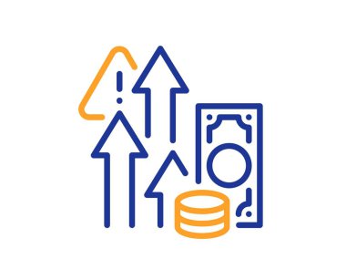 Şişme çizgisi simgesi. Döviz kuru artış işareti. Fiyat sembolünde artış. Renkli ince çizgi ana hatları. Doğrusal enflasyon simgesi. Düzenlenebilir felç. Vektör