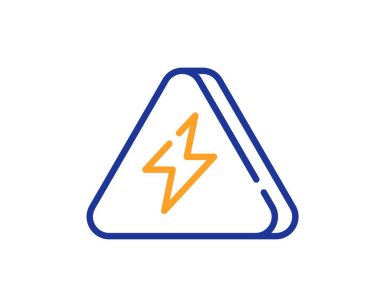 Güç hattı simgesi. Flaş elektrik enerji işareti. Şimşek sembolü. Renkli ince çizgi ana hatları. Doğrusal stil yıldırım simgesi. Düzenlenebilir felç. Vektör