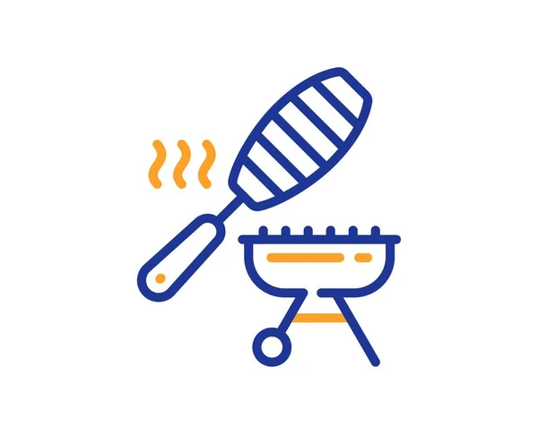 Icône Ligne Gril Barbecue Panier Poisson Signe Symbole Ustensiles Cuisinière — Image vectorielle