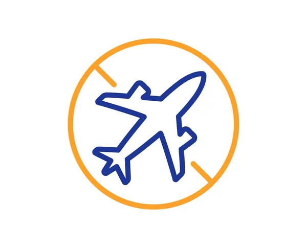 飞机模式线图标 取消飞行标志 关掉飞机标志上的手机 五彩斑斓的线条轮廓概念 线性风格的飞机模式图标 可编辑的中风 — 图库矢量图片
