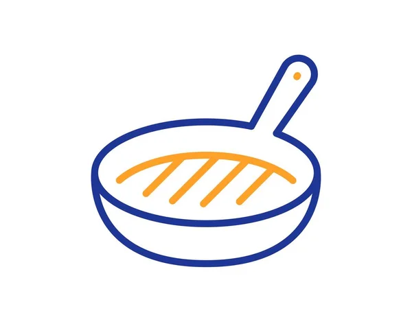 パンラインのアイコンをグリル キッチンの看板 食品調理器具のシンボル カラフルな細い線の概念 線形スタイルのグリルパンアイコン 編集可能なストローク ベクトル — ストックベクタ