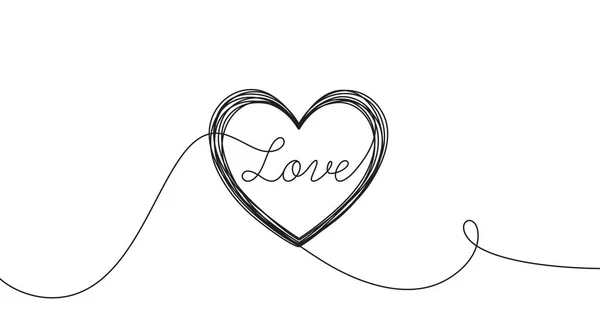 Een Abstract Liefdessymbool Valentijnsdag Moederdag Hart Vorm Achtergrond Continue Lijn — Stockvector