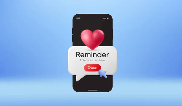 Phone Love Message Screen New Notice Smartphone Dating Alert Notification — Stock Vector