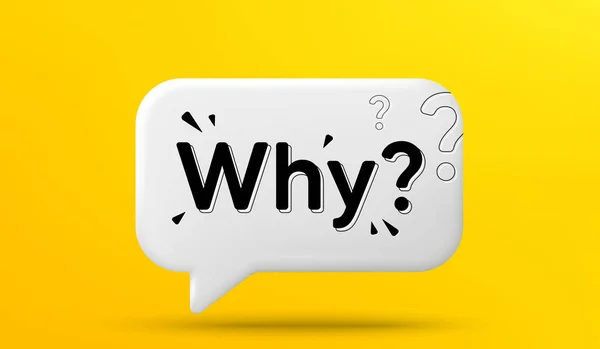 stock vector Why question chat bubble. Conversation question 3d speech bubble. Yellow background with Why word. Customer service, dialogue talk or ask message. Faq help information. Vector illustration