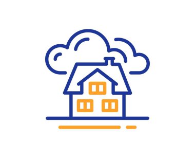 Bina çizgisi simgesi. Ev mimarisi tabelası. Gayrimenkul sembolü. Renkli ince çizgi ana hatları. Doğrusal yapı ikonu. Düzenlenebilir felç. Vektör