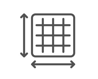 Kare alan çizgisi simgesi. Oda boyut işareti. Bölgesel ölçüm sembolü. Kalite tasarım elemanı. Doğrusal stil kare alan simgesi. Düzenlenebilir felç. Vektör