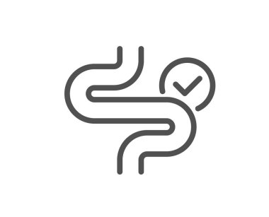 Sindirim hattı simgesi. Bağırsak sağIığı yerinde. Bağırsak kolonoskopisi sembolü. Kalite tasarım elemanı. Doğrusal stil sindirim simgesi. Düzenlenebilir felç. Vektör