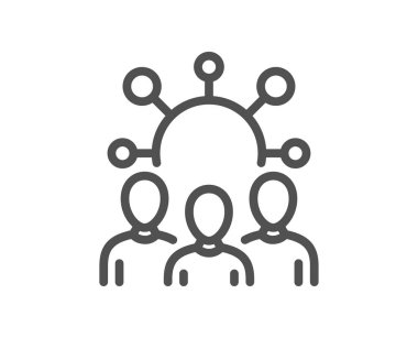 Takım çizgisi simgesi. Takım çalışması işareti. Topluluk sembolü. Kalite tasarım elemanı. Doğrusal stil manga simgesi. Düzenlenebilir felç. Vektör