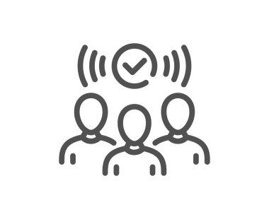 Takım çizgisi simgesi. Takım çalışması işareti. Topluluk sembolü. Kalite tasarım elemanı. Doğrusal stil manga simgesi. Düzenlenebilir felç. Vektör