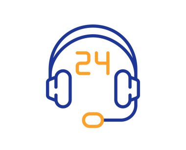 Danışmanlık hattı ikonu. Destek servisi işareti. Müşteri yardım hattı sembolü. Renkli ince çizgi ana hatları. Doğrusal stil danışma simgesi. Düzenlenebilir felç. Vektör