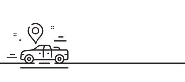 Araba yeri simgesi. Taşıyıcı konum kodu. Geçiş servis sembolü. Asgari çizgi çizimi arka planı. Araba yeri ikon desenli afiş. Beyaz ağ şablonu konsepti. Vektör