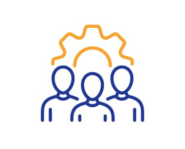 Takım çalışması ikonu. Takım işareti. Topluluk sembolü. Renkli ince çizgi ana hatları. Doğrusal stil takım çalışması simgesi. Düzenlenebilir felç. Vektör