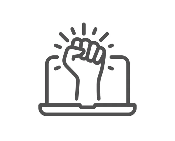 Empower Line Icon Empowerment Strength Sign Online Protest Fist Symbol — Stock Vector