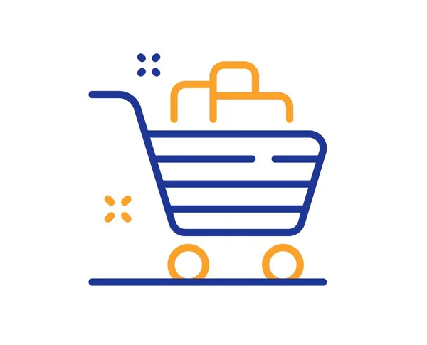 Grocery Basket Line Icon Shopping Cart Sign Food Market Symbol — Stock Vector