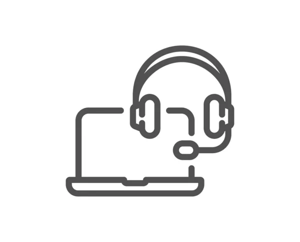 Συμβουλευτείτε Εικονίδιο Γραμμής Online Συμβουλευτική Πινακίδα Φορητός Υπολογιστής Σύμβολο Ακουστικών — Διανυσματικό Αρχείο