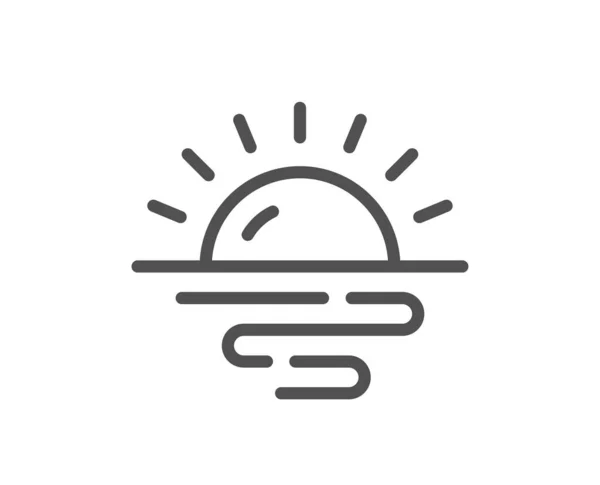 Soluppgångslinjens Ikon Morgonsolens Tecken Soligt Väder Symbol Kvalitetselement Linjär Stil — Stock vektor