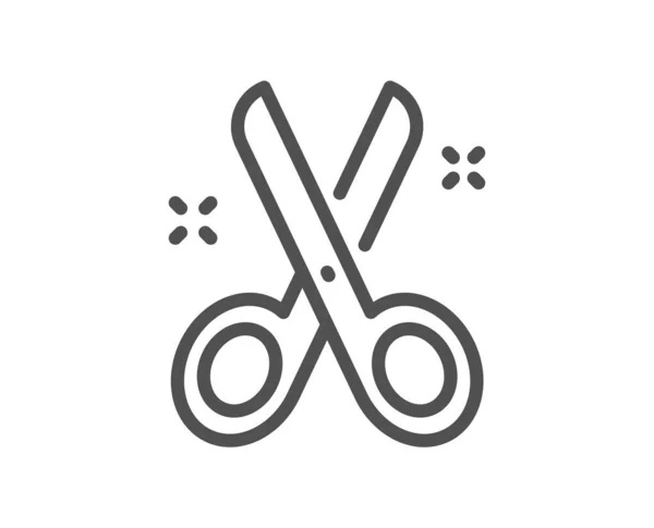 剪线图标 理发师或理发师剪子的标志 剪切符号 质量设计要素 线型裁剪图标 可编辑的中风 — 图库矢量图片