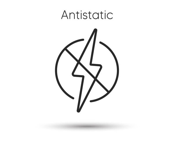 Antistatic material line icon. Static electricity lightning bolt sign. No electricity warning symbol. No energy power, voltage or electricity. Antistatic concept line icon. Vector illustration