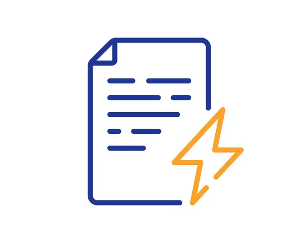 Icono Línea Certificado Potencia Señal Documento Energía Eléctrica Carga Símbolo — Vector de stock