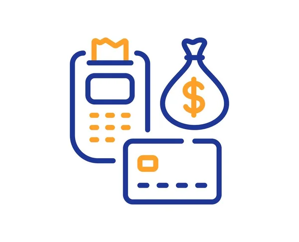 Ícone Linha Pagamento Cartão Crédito Sinal Dinheiro Símbolo Transferência Financeira — Vetor de Stock