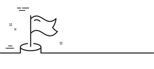 マイルストーンラインのアイコン ピンサインを 旗のポインタ記号 最小限の線のイラストの背景 マイルストーンラインアイコンパターンバナー ホワイトウェブテンプレートのコンセプト ベクトル — ストックベクタ